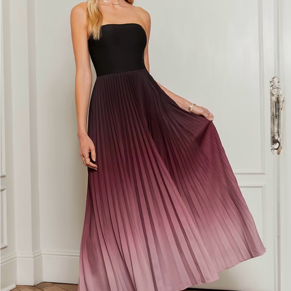 Cupshe Black and Purple Ombre Strapless Maxi Dress